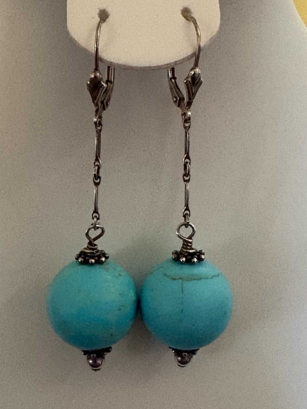 OOAK Artisan Handmade Genuine Turquoise Gemstone Earrings Sterling Silver
